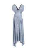 Fongt New Fashion Name Yuanfeng High-End Sense V-Neck Waist Drill Waistless Long Dress Women's Autumn And Winter