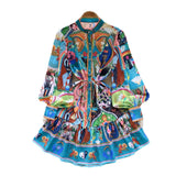 Fongt Fair Seaside Vacation V-Neck Broken Flower Dress Women's Summer New Ties With Big Tenders And Fairy Dresses