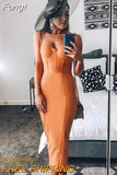 Dress evening 2023 summer women's long maxi bodycon dress ribbed orange red black sexy party dress club birthday