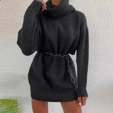 Ribbed Women's Turtleneck Sweater Loose Cashmere Casual Ladies Pullover Jumpers 2022 Winter Long Sleeve Female