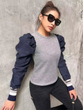 Fongt Spring New Simple Blouse Women Comfortable Leisure Bubble Sleeves Cuffs Loose Long-Sleeved Collar Collar