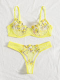 Floral Embroidery Transparent Lace 2 Piece Set-Outfit