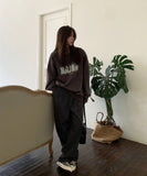 Letter Print Oversized Sweatshirt-Outfit