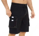 Pants Solid Color Multi-Pocket Fake Two Double-Layer Overalls Five-Point Fitness Running Leisure Sports Shorts-Outfit
