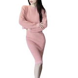 Autumn And Winter Women's Wear New French Long-Sleeved Knitted Sweater Blouse Half-Length Dress Skirt Suit Hip Skirt-Outfit