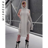 See Through One Shoulder Midi Dress Single Sleeve Hoodies Bodycon Dresses 2021 Fall Vintage Cute Cosplay