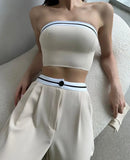 Fongt Women's New Hottie Wearing Sports Vest Braids High-Rise Broad-Legged Trousers Casual Suit