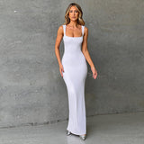 Fongt And Summer 2024 Women's New Temperament Dress French One Word Collar Slim Solid Color