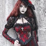 Dark Wind Halloween New Lace Mesh Halter Top Personality Cross Vest Girl-Outfit