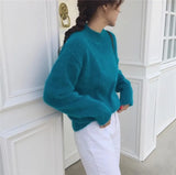 Cashmere Elegant Women Sweater 2020 New Korean Knitted Basic Pullovers Vintage Soft Female Jumper Imitation Mink