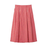 Fongt Women's INS Burst Fashion Striped Blouse + Striped Flute Dress Set