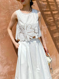 Fongt French Hollow Top Embroidered Half-Dress Girl's Famous Lady Small Fragrant White Suit Shenzhen South Oil Women's