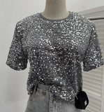 Red Lidg Short-Sleeved T-Shirt Woman 2025 Spring Dresses Loose Lime Bling Blouse