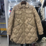 In 2024 Autumn And Winter New Light Down Jacket Female Diamond Lattice Collar Temperament Show Thin White Duck Down Coat Tide-Outfit