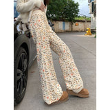 Dog Print Pants for Women Y2k E-Girl High Waist Drawstring Flare Spring New Straight Loose Wide Leg-Outfit