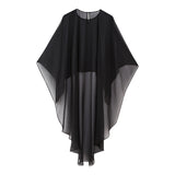 New Pure Color Tulle Asymmetrical Cloak Coat 8741204-Outfit