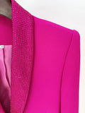 STREET Newest 2023 Designer Jacket Women's Natural Feathers Embellished Diamonds Single Button Beaded
