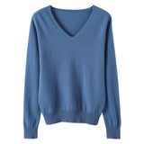 Fongt The 2023 Fall / Winter New Women's Knit Sweater Pullover Women's V-Neck Bottom Plush Sweater-Outfit