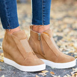 Wedge Sneaker Vulcanize Shoes Fashion Zip Leopard Increase Within Zapatos De Mujer New Fashion for