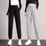 Fongt Pants Korean Version Loose Thin Students Tied Everything Ins Trend Casual Pants Autumn Women's Pants-Outfit