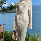 Fongt High-End Spring-Style Women's French Retro Court Style Dress In The Long-Tailed Dress
