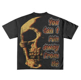 New Skull Print Mode Short-Sleeved Round-Collar Street Wash Hip-Hop Fashion Brand Retro Loose T-Shirt-Outfit