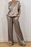 Fongt And Summer 2025 New Trendy Loose Shirt Broad Leg Trousers Casual Set