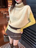 Fongt Xixi 2025 Autumn New White Standard Long Sleeve High-Neck Knitted Top Sweater Female 91311