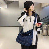 Aesthetic Denim Large Canvas Crossbody Bag-Outfit