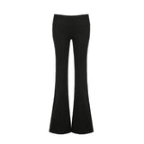 Fongt Base Solid Color High-Rise Micro-Speakers Roll Waist Wide Waist Thin Leisure Sweating Trousers