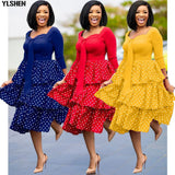 African Print Dresses for Women Dashiki Polk Dot Patchwork African Clothes Plus Size Vestidos Africa Cake Dress Christmas