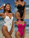 2025 Hard Bag Solid Color Sling Bra-Smone Swimsuit Women's New Belt Integrated
