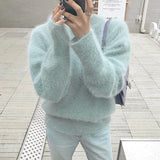 New 2022 Knitted Mink Cashmere Oversized Warm Elegant Fashionable Autunm Winter Women Sweater Pullovers Tops