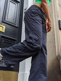 Washed Pocket Solid Cargo Pants-Outfit