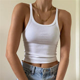 New Early Winter Women's Wear Solid Color Slim U-Shaped Collar Show Thin Threaded Sling Small Vest-Outfit