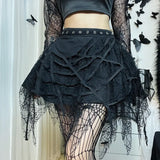 Fongt Summer New Women's Casual Pants Dark Sexy Body-In-Print Lace High-Waisted Flared