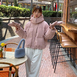 Glove Style Candy Color Down Jacket Female Short Style 2024 Winter Fashion Dopamine Small Bread Clothes Coat Tide-Outfit