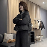 Round Collar Contracted White Duck Down Short Down Jacket Female Winter New Small Loose Show Thin And Thick Warm Coat-Outfit
