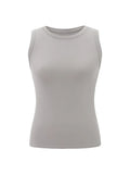 Women Casual Sleeveless Tank Summer Solid Color Slim Fit Pullovers Mini Vest Female Streetwear Base Tank Crop Tops-Outfit
