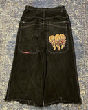 High Street Jeans Y2K Hip Hop Printed Cartoon Retro Loose Men Wide-Outfit