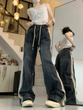Vintage Wash Striped Boyfriend Jeans-Outfit