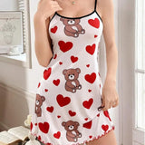 Fongt Hot New Pajamas Set Women's Milk Silk Pajamas Sling Skirt Cute Print Source