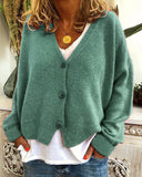 Fongt And Winter Women's Sweater Cardigan Pure Color Long Sleeve V Neck Sweater