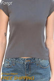 Women Goth Clothes y2k Crop Tops Summer 2023 T shirts Grunge 2000s Trashy Aesthetic Short Sleeve Tees Young Girls