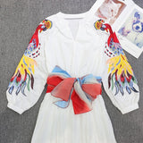 floral embroidery long sleeve cotton dresses women 2020 vintage sashes boho white dress vestidos ethnic