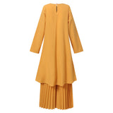 ZANZEA Women Muslim Sets Islamic Clothing Plain Suits Morocco Turkish Pleated Full Sleeve Tops Wide Legs Long Pants