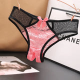 Fongt Lace Opening Hollow Pants To Seduce Low-Rise Trousers Transparent Color Mesh T-Pants