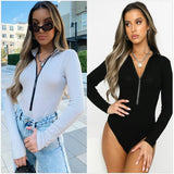 Fongt Women's Fall / Winter New Ins Wind Long-Sleeved T-Shirt Standing Collar Slim Jumptop With Body Bottom