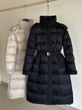 Station High-End Down Jacket Female Long Style 2024 Winter Fashion Light Luxury Big White Duck Velvet Bundle Waist Coat Burst-Outfit
