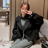 Fongt 2024 New Small Short Trench Coat Loose Suit Collar Women's Jacket-Outfit